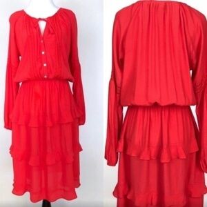 Sunday in Brooklyn ANTHROPOLOGIE Red Midi Dress vacations party M